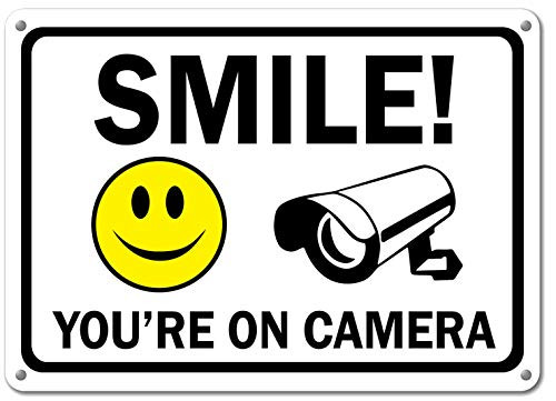 Smile You re On Camera Plastic Sign Warning for CCTV Monitoring System Waterproof Fade Resistant UV Protective Ink CCTV Home Security Alert Sign Smile Security Camera Sign 7 inch x 11 inch