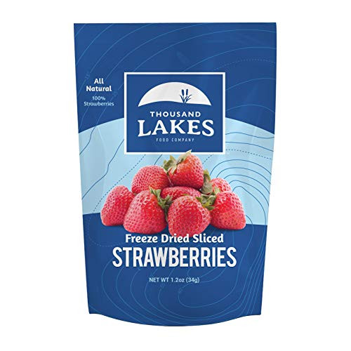 Thousand Lakes Freeze Dried Fruits and Vegetables _ Strawberries 1.2 ounces _ No Sugar Added _ 100 Percent  Sliced Strawberries