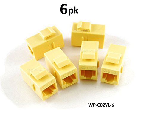 CablesOnline, 6-PACK CAT6 Female/Female RJ45 Ethernet Yellow Keystone Jack Coupler, WP-C02YL-6