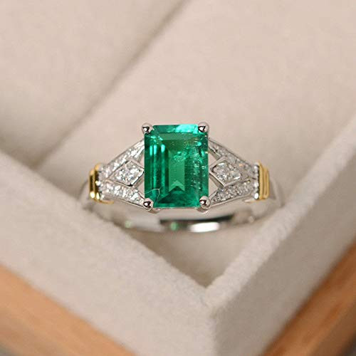 Aunyamanee Jewelry Shop _Green_ Elegant Women 925 Silver Wedding Rings Emerald Cut Birthstone Ring Size 6_10 _8_