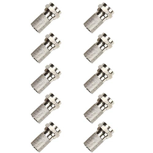 TLS.eagle RG6 F Type Twist on Coax Coaxial Nickel Plated Connector Cable Adapter Pack of 10