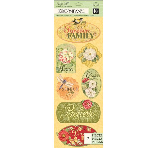 EK Success K and Company Susan Winget Meadow Word and Icon Adhesive Chipboard