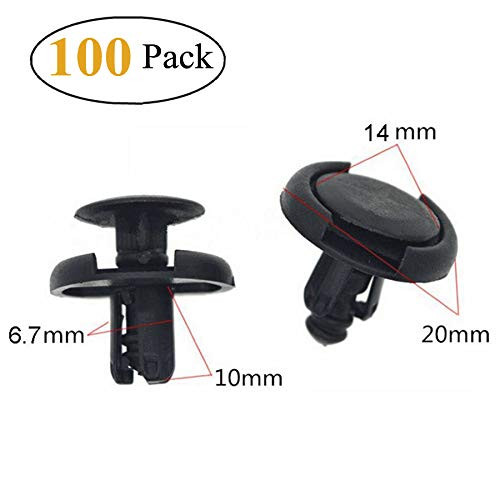 Bronstarz BRCR_CLIP_351 100Pcs 7mm _0.28 inch_ Hole Fender Liner Fastener Rivet Push Clips Retainer Retainer Fastener Mud Flaps Push Clips for Toyota