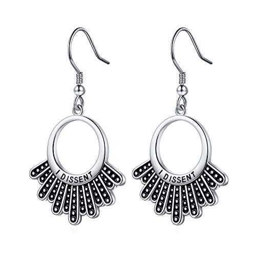 RBG Dissent Collar Earrings_ S925 Sterling Silver Dangle Drop Earrings RBG Earrings Jewelry Gifts for Women Fans Of Ruth Bader Ginsburg Sliver