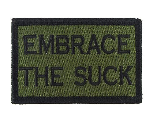 Embrace The Suck Hook and Loop Fully Embroidered Morale Tags Patch _Green and Black_