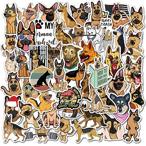 German Shepherd Dog Stickers 50 pcs for Water Bottle Laptop Hydro Flask_ Waterproof Vinyl Sticker Decals for Kids Adults _German Shepherd Dog_