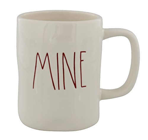 Rae Dunn Magenta Ceramic Coffee Mug Mine - Red Writing