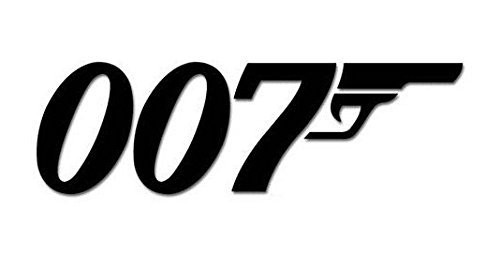 007 Logo Decal Sticker_ White_ Black_ Red_ Yellow_ or Silver_ H 2.5 By L 8 Inches