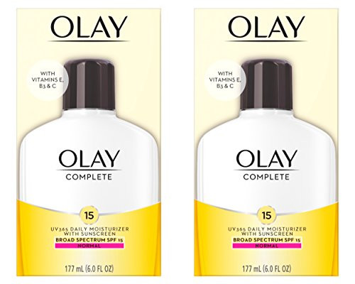 Face Moisturizer by Olay Complete Lotion All Day Moisturizer with SPF 15 for Normal Skin, 6.0 fl oz, Pack of 2