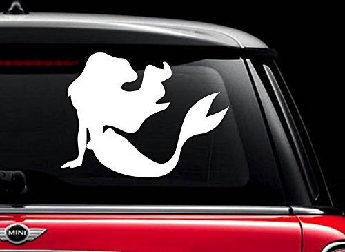 little mermaid _White 6 inch _ Vinyl Decal Sticker for Car Automobile Window Wall Laptop Notebook Etc.... Any Smooth Surface Such As Windows Bumpers
