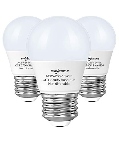 SHINESTAR 3_Pack A15 LED Ceiling Fan Light Bulbs 60 watt Equivalent_ 2700K Warm White_ E26 Medium Base Small LED Appliance Bulb for Bathroom Vanity Fixture_ Non_dimmable