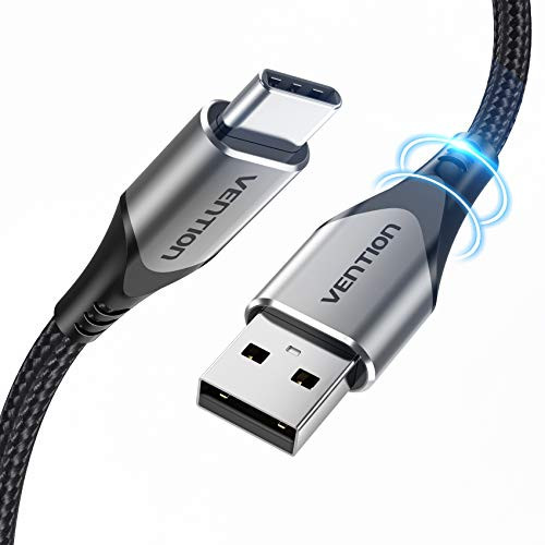 USB Type C Cable_ VENTION USB C Cable _One Cable_?USB_A to USB_C 3A Fast Charging Data Cable_ for Galaxy S10   S10  Plus    Note 9_ 8 and More_3.3ft_ Gray_