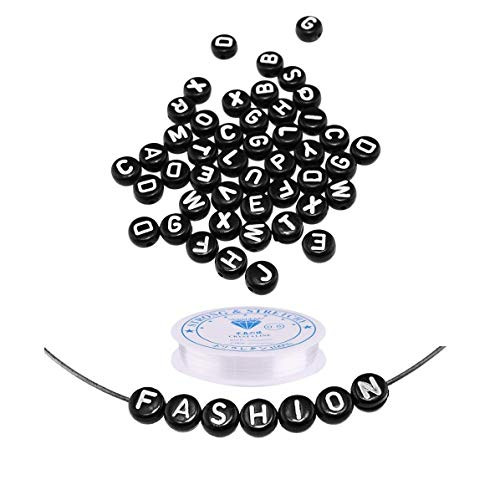 Amaney 600 Pieces 7x4mm Black Round Acrylic Alphabet Letter Beads for Jewelry Making Bracelets Necklaces Key Chains Each Letter Included Amaney 600 Pieces 7x4mm Black Round Acrylic Alphabet Letter Beads for Jewelry Making Bracelets Necklaces Key Chains Each Letter Included