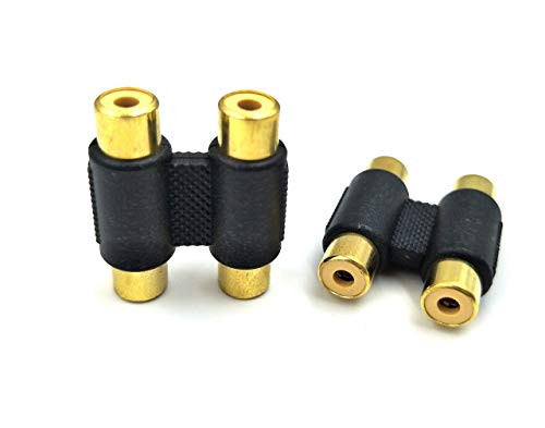 Duttek Gold Plated 2_RCA Jacks to 2_RCA Jacks Coupler_ RCA Female to Female Coupler Video and Audio Coupler Adapter _2RCA F F_