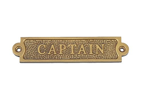 Hampton Nautical MC-2204-AN Antique Brass Captain Sign-Nautical Wall Decor