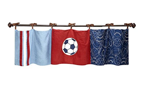 NoJo Play Ball, Window Valance, Navy/Red/Indigo/Ivory/Brown