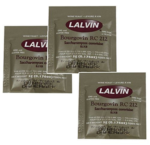 3x Lalvin RC 212 Yeast Red Wine 5g Homebrew Wine Making 4.5L_23L Pinot Noir