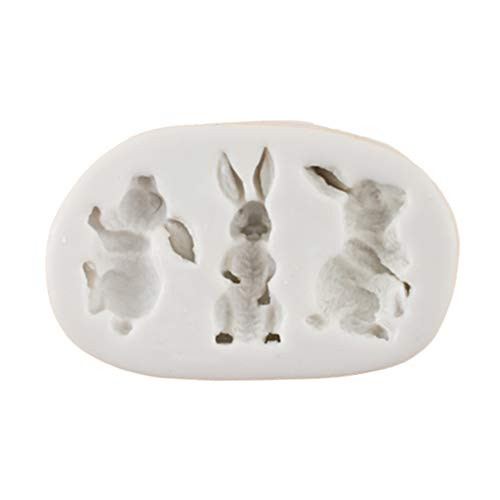 UNTERING 3D Silicone Cake Mould Easter Three Rabbits Decorat Mold Chocolate Baking Tool
