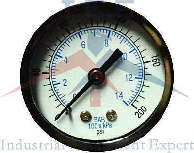 Air Compressor Pressure Hydraulic Gauge 2 inch  Face Back Mount 1 8 inch  NPT 0_200 PSI