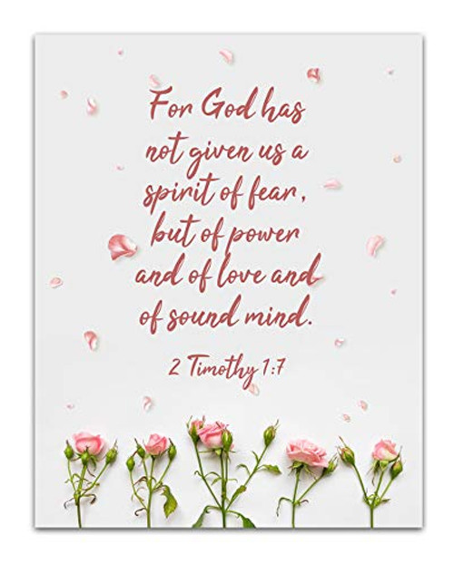 2 Timothy 1 7 inch For God Has Not Given Us a Spirit of Fear. inch  Bible Verse Wall Print_ Unframed 11 x 14 Color Print _ Inspirational Gift for Family  and  Friends