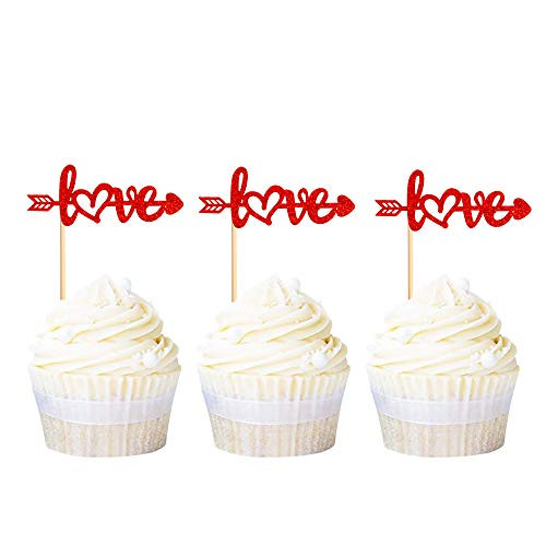 Ercadio 24 Pack Love Cupcake Toppers with Arrow Red Glitter Sweet Valentine's Day Cupcake Picks Wedding Engagement Bridal Shower Birthday Party Cake Decorations Supplies Ercadio 24 Pack Love Cupcake Toppers with Arrow Red Glitter Sweet Valentine's Day Cupcake Picks Wedding Engagement Bridal Shower Birthday Party Cake Decorations Supplies