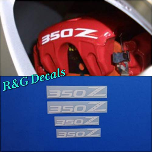 R and G HIGH TEMP 350Z Brake Caliper Decal Sticker Set of 4 Decal  Plus  Instruction and Decal Surface Preparation Solution _White_