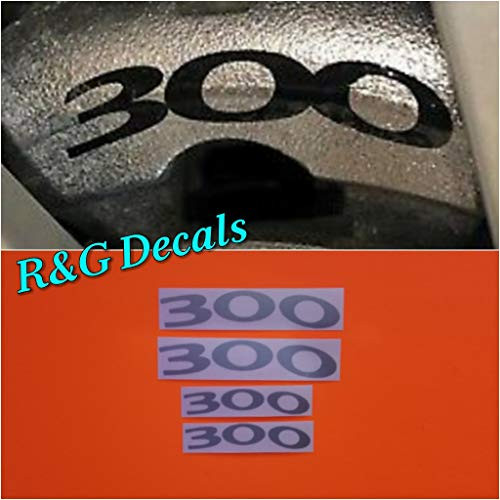 R and G 300 High Temp Brake Caliper Decal Sticker Set of 4 Decal  Plus  Instruction and Decal Surface Preparation Solution _Silver_