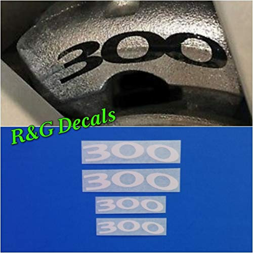 R and G 300 High Temp Brake Caliper Decal Sticker Set of 4 Decal  Plus  Instruction and Decal Surface Preparation Solution _White_