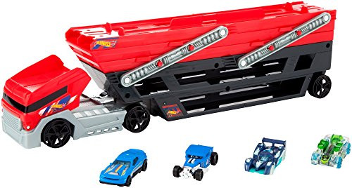 Hot Wheels Mega Hauler and 4 Cars Set, Mega Hauler Truck-4 Cars