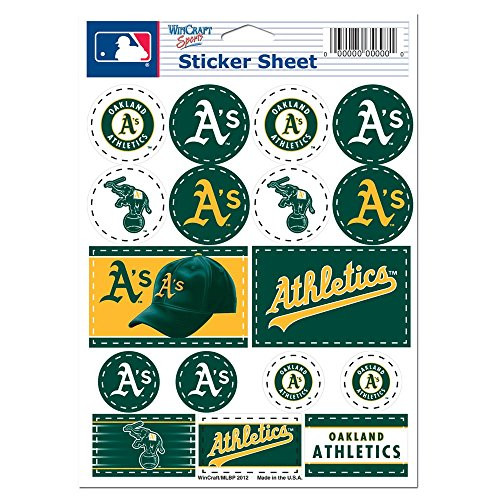 MLB Oakland A's Vinyl Sticker Sheet_ 5 inch  x 7 inch