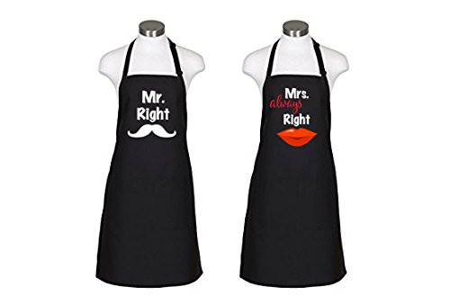 McKindly Mr. Right & Mrs. Always Right Aprons Wedding Engagement Gift for Couples - Bridal Shower from