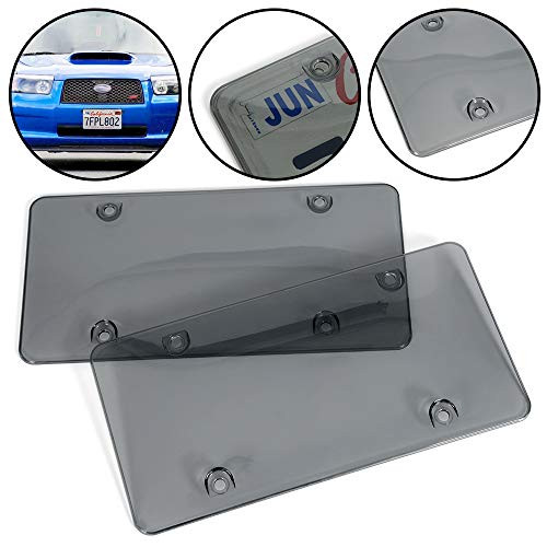 G_PLUS Car License Plates Shields 2 Pack Tinted Bubble Design Novelty Plate Covers to Fit Any Standard US Plates Unbreakable Frame Covers to Protect Front Back License Plates Screws Included