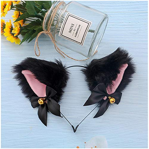 JIANGC Animal Anime Cute Fox Wolf Bear Cat Dog Ears Headband with Bells Halloween Cosplay Costume Party Hairband Headwear Headpiece Hair Accessories for Women Girls Adult Kids Bells _G_