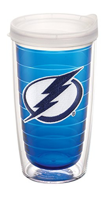 Tervis 1058508 NHL Tampa Bay Lightning Primary Logo Tumbler with Emblem and Frosted Lid 16oz, Blue