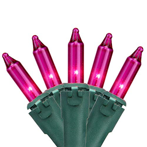 35_Count Pink Mini Christmas Light Set_ 7ft Green Wire