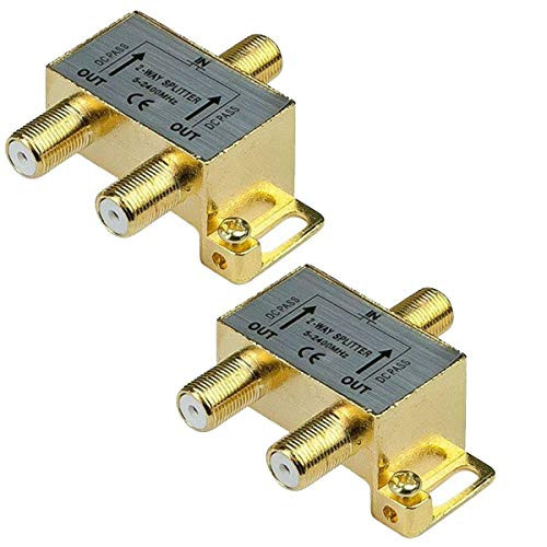 iMBAPrice 110013_2 _2_Pack_ Glod Plated 2.4 Ghz 2_Way Coaxial Cable Splitter F_Type Screw for Video Satellite Splitter VCR Cable Splitter TV Splitter Antenna Splitter RG6 Splitter iMBAPrice 110013_2 _2_Pack_ Glod Plated 2.4 Ghz 2_Way Coaxial Cable Splitter F_Type Screw for Video Satellite Splitter VCR Cable Splitter TV Splitter Antenna Splitter RG6 Splitter