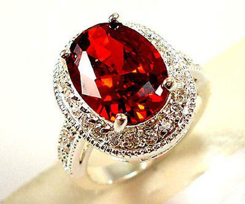 925 Silver Jewelry Oval Cut Red Garnet Women Wedding Ring Size 6_10 _6_