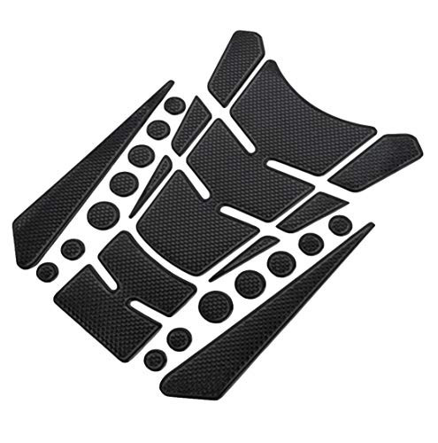 Set of 3_3D Gas Fuel Tank Pad Protector Motorcycle for Honda Yamaha Suzuki _ Black