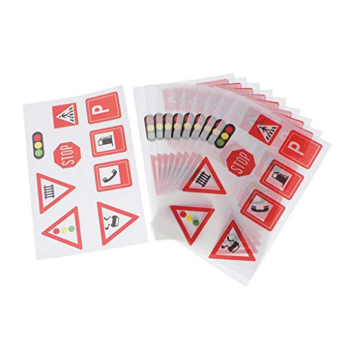 freneci 10 Sheets Road Railway Sign Mark Stickers for Kids Crafts Education Prop _ E