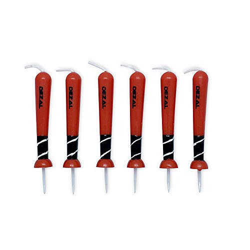 DEZAL Baseball Bat and Softball Bat Candles _6 Pack_ for Baseball Birthday Party Supplies and Decorations  Cupcake and Birthday Cake Topper Candles for Softball Fastpitch and Baseball Fans _Red_