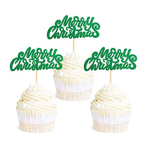 Ercadio 36 Pack Green Merry Christmas Cupcake Toppers Glitter Xmas Holiday Cupcake Picks Christmas Party Cake Decorations Supplies Ercadio 36 Pack Green Merry Christmas Cupcake Toppers Glitter Xmas Holiday Cupcake Picks Christmas Party Cake Decorations Supplies