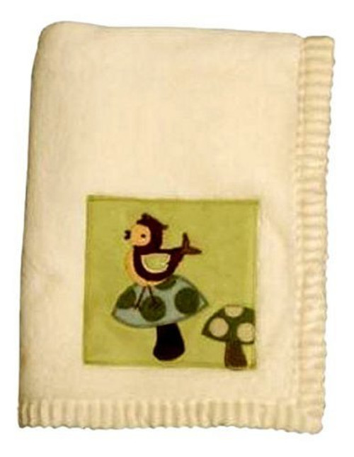 Lambs and Ivy Enchanted Forest Plush Blanket, Cream With Green Inset Lambs and Ivy Enchanted Forest Plush Blanket, Cream With Green Inset