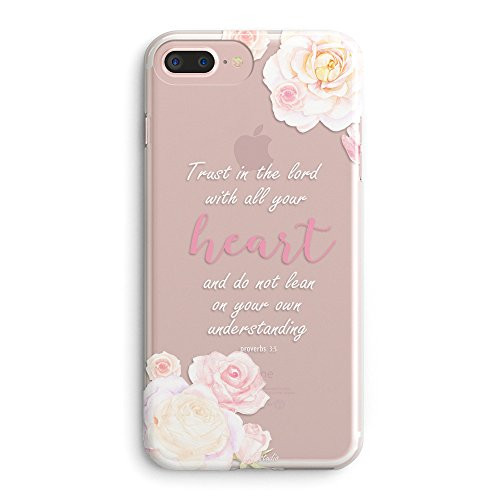 iPhone 8 iPhone 7 iPhone SE_2020_ Case for Girls_Flower Vintage Roses Christian Bible Verses Inspirational Pink Floral Proverbs 3 5 Trust Lord Heart Soft Clear Case Compatible for iPhone 7 iPhone 8