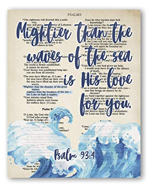 Mightier Than the Waves of the Sea Is His Love for You _ Psalm 93 4 Wall Art Print _ Bible Verse Scripture _ Inspirational Gift for Christian Home _ 8x10 _ Unframed Mightier Than the Waves of the Sea Is His Love for You _ Psalm 93 4 Wall Art Print _ Bible Verse Scripture _ Inspirational Gift for Christian Home _ 8x10 _ Unframed