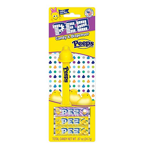 Pez Peeps Easter Candy Dispenser  Yellow Peep Pez Dispenser with 3 Candy Refills _ Easter Basket Candy_ Party Favors_ Grab Bags