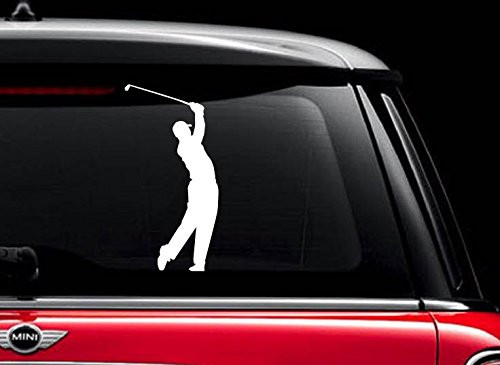 Tiger Woods Golf _White 8 inch _ Vinyl Decal Sticker for Car Automobile Window Wall Laptop Notebook Etc.... Any Smooth Surface Such As Windows Bumpers
