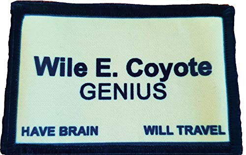 Business Card Wile E. Coyote Funny Morale Patch. 2x3 inch  Hook Patch. Redhaededtshirts Made in The USA
