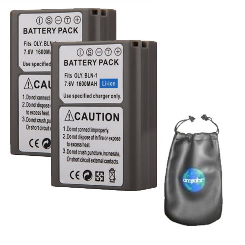 ValuePack (2 Count): Digital Replacement Camera and Camcorder Battery for Olympus BLM-1, CAMEDIA C-5060 - Includes Lens Pouch