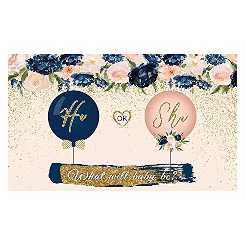 Funnytree Navy and Blush Gender Reveal Party Backdrop He or She What Will Baby Be Pregnancy Reveal Balloon Floral Banner Decoration Supplies Favors Photography Background Photobooth Prop 5x3FT Funnytree Navy and Blush Gender Reveal Party Backdrop He or She What Will Baby Be Pregnancy Reveal Balloon Floral Banner Decoration Supplies Favors Photography Background Photobooth Prop 5x3FT