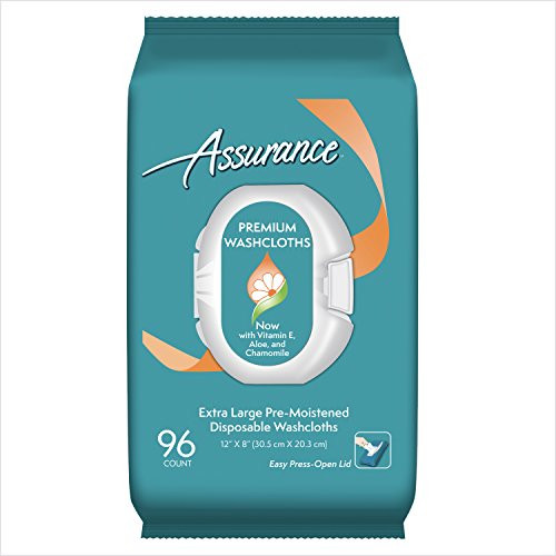 Assurance Premium Washcloths with Vitamin E_ Aloe  and  Chamomile_ 96 Cloths